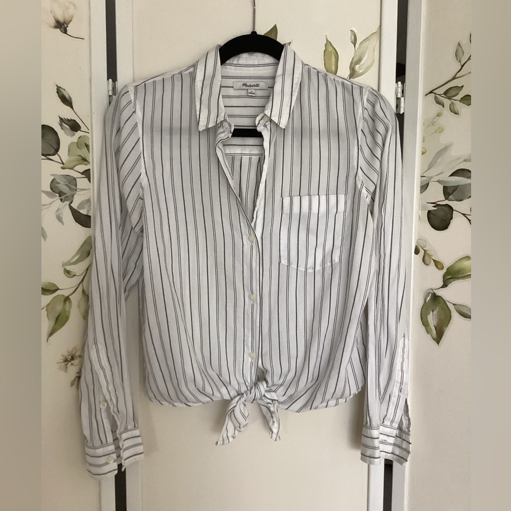 ⚜️ MADEWELL Tie Front boyfriend shirt cotton